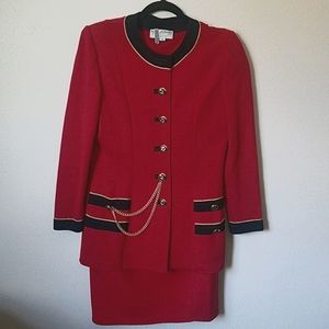 Vintage St.John Santana knit Red Skirt Suit